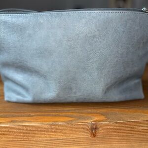 Miztique Light Blue Vegan Leather XL Pouch Clutch Bag 11x14 Geometric Lining Exc